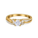 Engagement Bridal Ring Round Simulated Cubic Zirconia 925 Sterling Silver