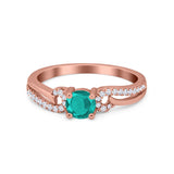 Engagement Bridal Ring Round Simulated Cubic Zirconia 925 Sterling Silver