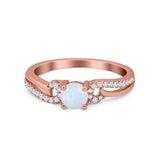 Engagement Bridal Ring Round Simulated Cubic Zirconia 925 Sterling Silver