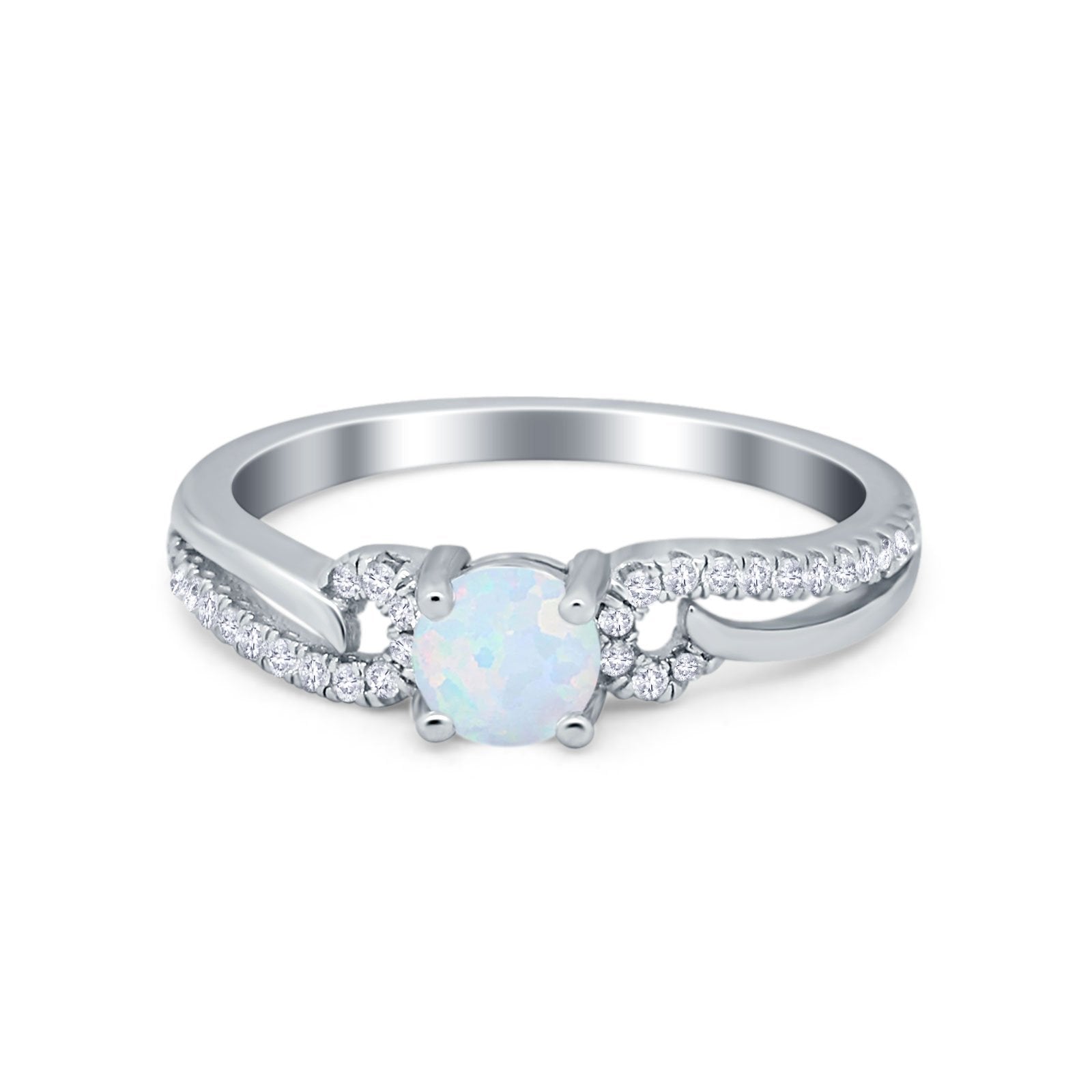 Engagement Bridal Ring Round Simulated Cubic Zirconia 925 Sterling Silver