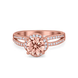 Halo Art Deco Wedding Ring Round Simulated Cubic Zirconia 925 Sterling Silver