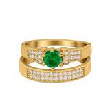 Two Piece Bridal Set Wedding Simulated Cubic Zirconia Ring 925 Sterling Silver