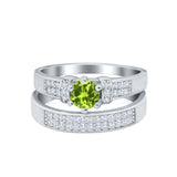 Two Piece Bridal Set Wedding Simulated Cubic Zirconia Ring 925 Sterling Silver