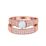 Two Piece Bridal Set Wedding Simulated Cubic Zirconia Ring 925 Sterling Silver