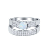 Two Piece Bridal Set Wedding Simulated Cubic Zirconia Ring 925 Sterling Silver