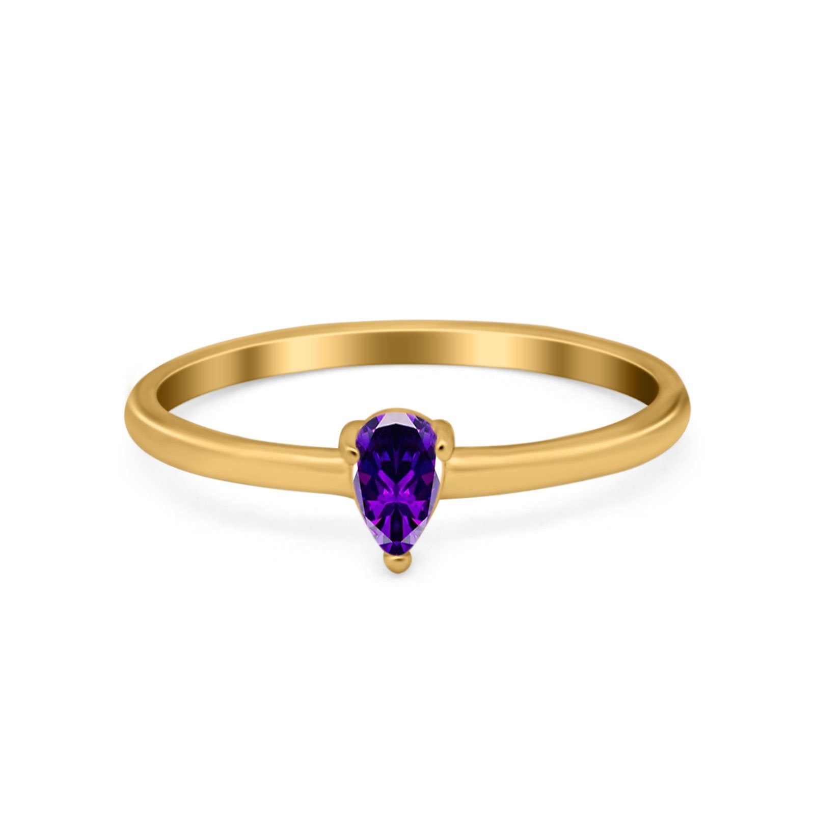 Petite Dainty Teardrop Wedding Ring Simulated Cubic Zirconia 925 Sterling Silver