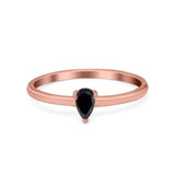 Petite Dainty Teardrop Wedding Ring Simulated Cubic Zirconia 925 Sterling Silver