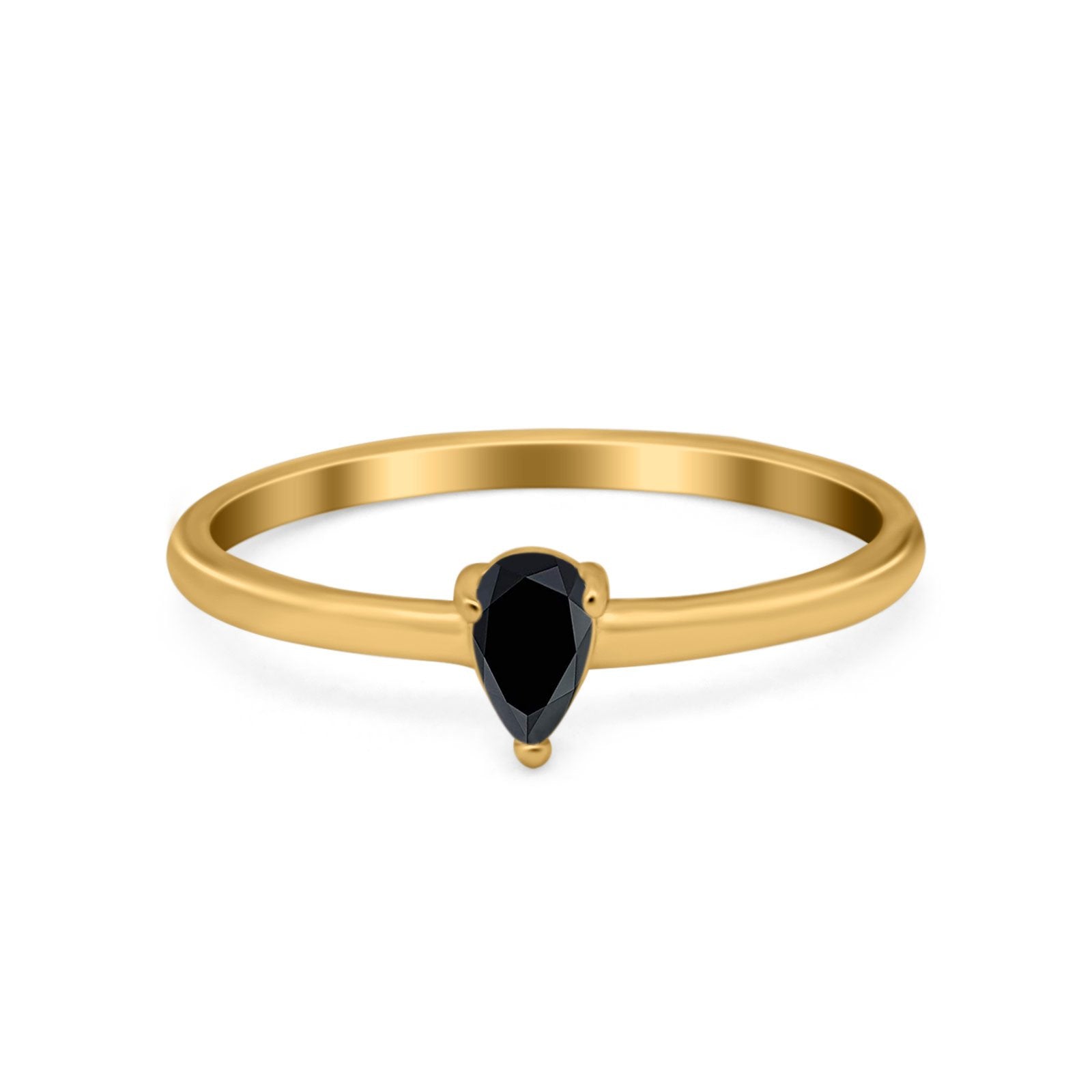 Petite Dainty Teardrop Wedding Ring Simulated Cubic Zirconia 925 Sterling Silver