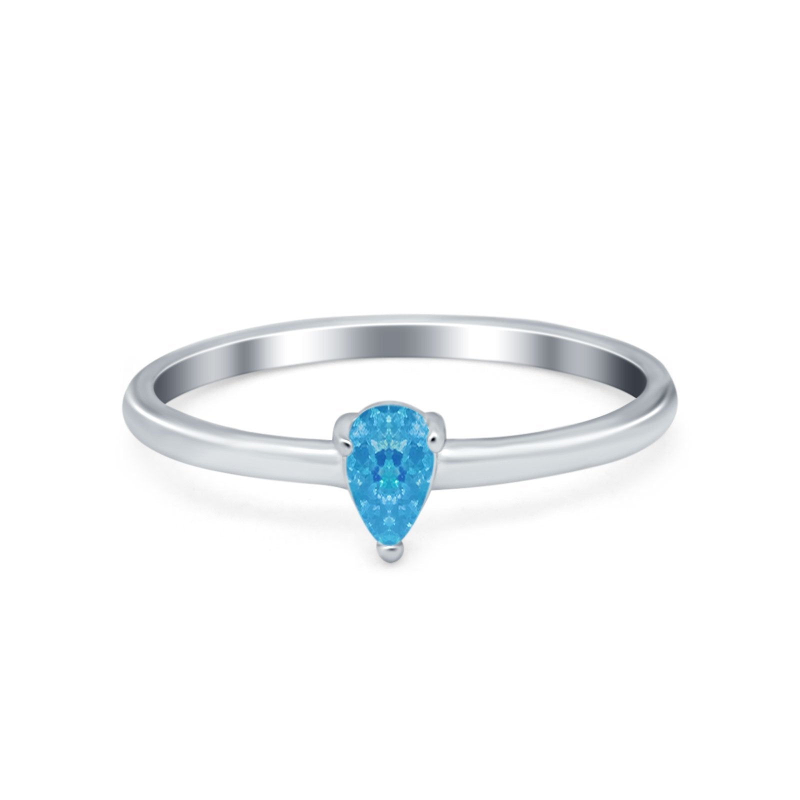 Petite Dainty Teardrop Wedding Ring Simulated Cubic Zirconia 925 Sterling Silver