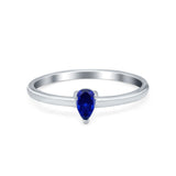 Petite Dainty Teardrop Wedding Ring Simulated Cubic Zirconia 925 Sterling Silver