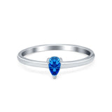 Petite Dainty Teardrop Wedding Ring Simulated Cubic Zirconia 925 Sterling Silver