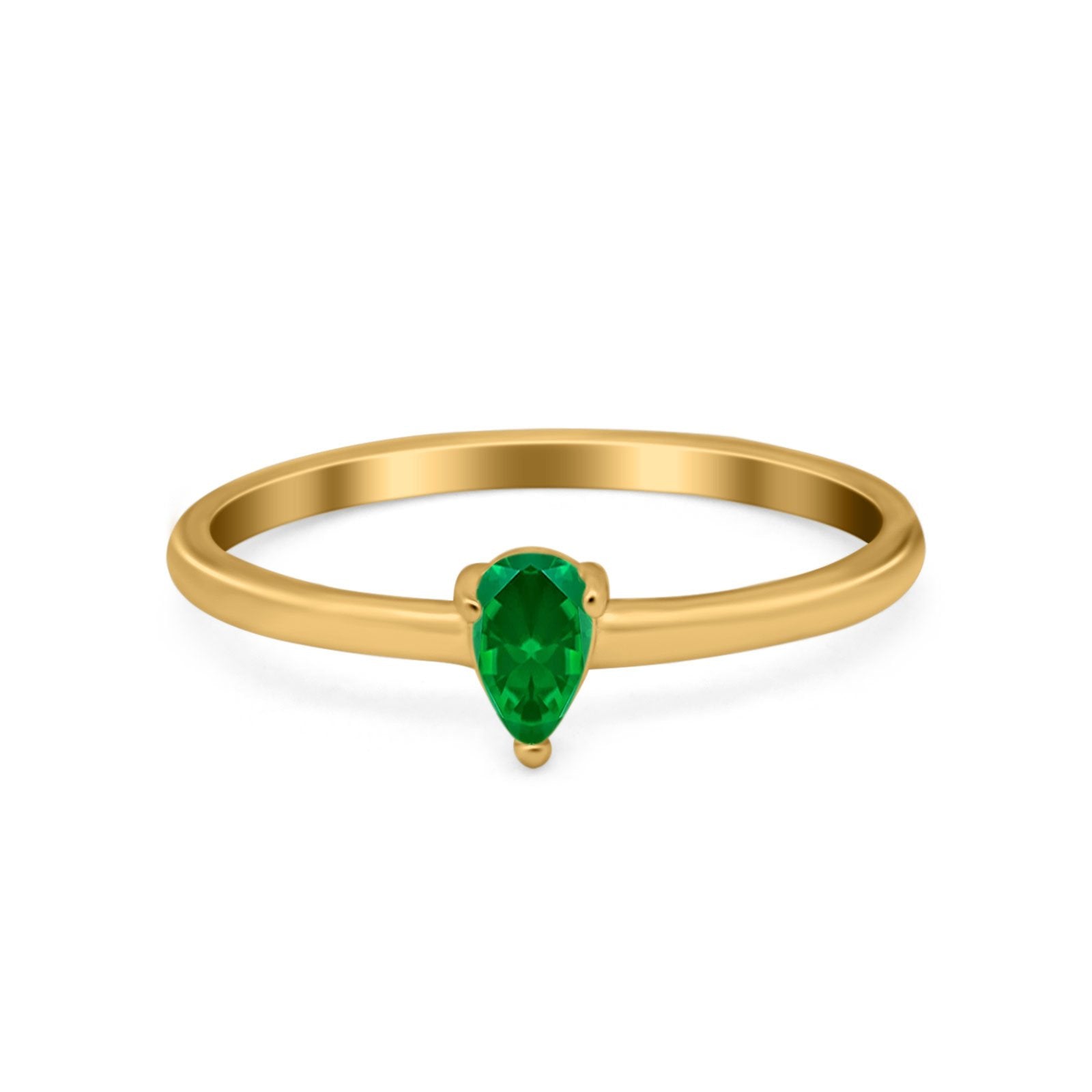 Petite Dainty Teardrop Wedding Ring Simulated Cubic Zirconia 925 Sterling Silver