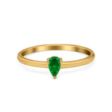 Petite Dainty Teardrop Wedding Ring Simulated Cubic Zirconia 925 Sterling Silver