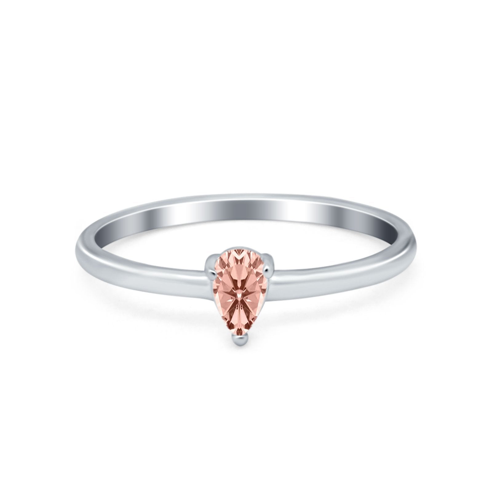 Petite Dainty Teardrop Wedding Ring Simulated Cubic Zirconia 925 Sterling Silver