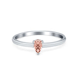 Petite Dainty Teardrop Wedding Ring Simulated Cubic Zirconia 925 Sterling Silver