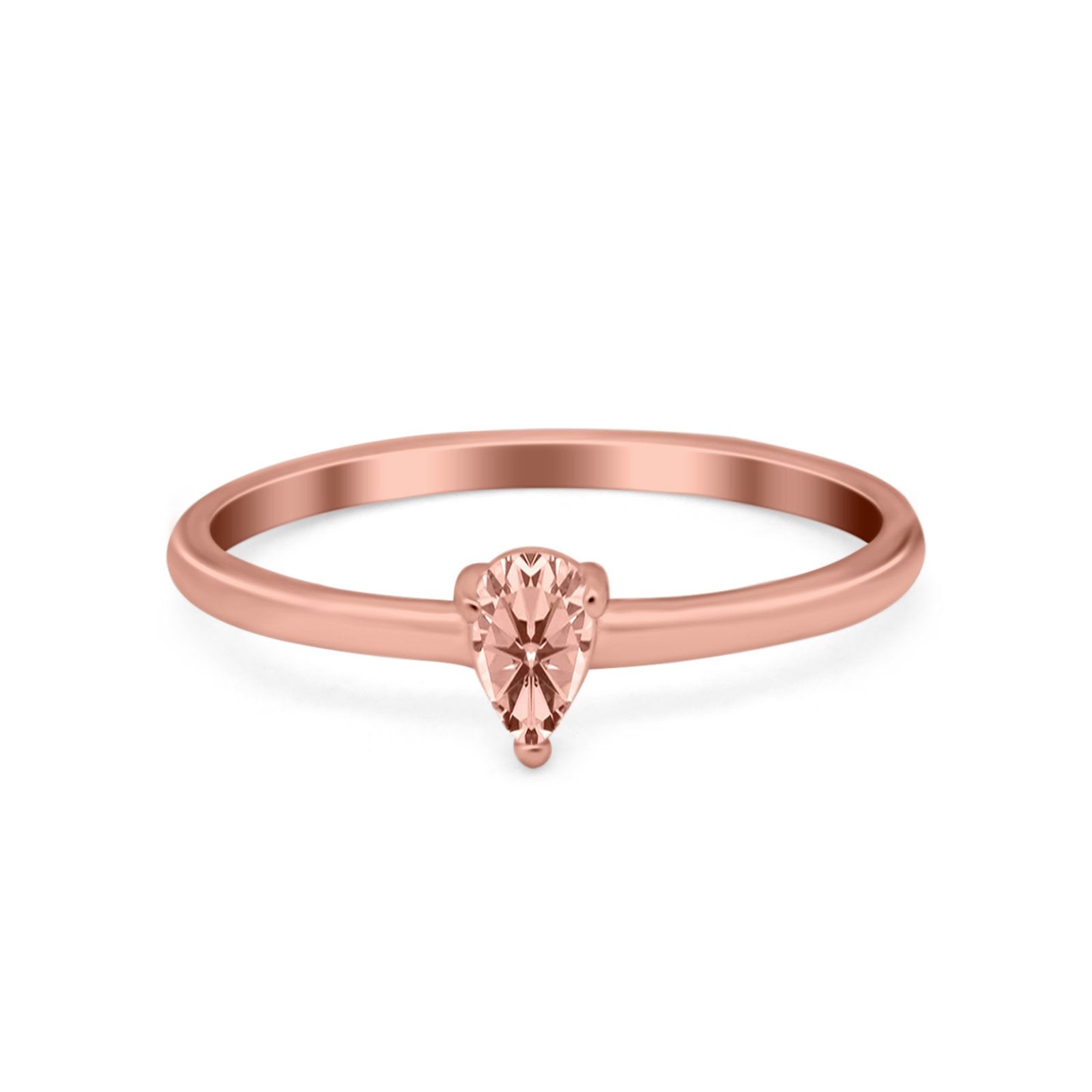 Petite Dainty Teardrop Wedding Ring Simulated Cubic Zirconia 925 Sterling Silver