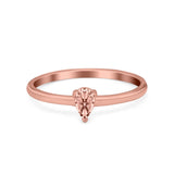 Petite Dainty Teardrop Wedding Ring Simulated Cubic Zirconia 925 Sterling Silver