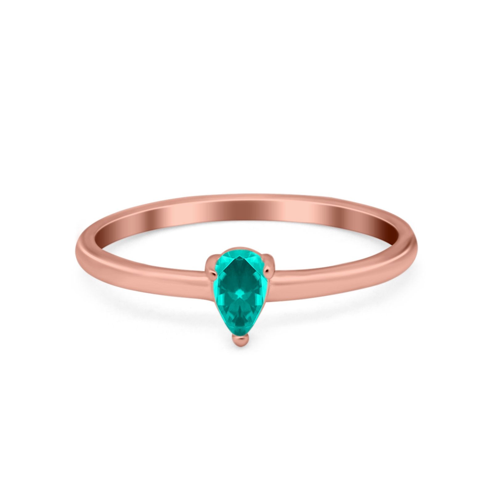 Petite Dainty Teardrop Wedding Ring Simulated Cubic Zirconia 925 Sterling Silver