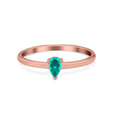 Petite Dainty Teardrop Wedding Ring Simulated Cubic Zirconia 925 Sterling Silver