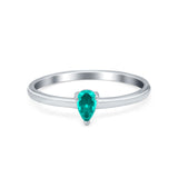 Petite Dainty Teardrop Wedding Ring Simulated Cubic Zirconia 925 Sterling Silver