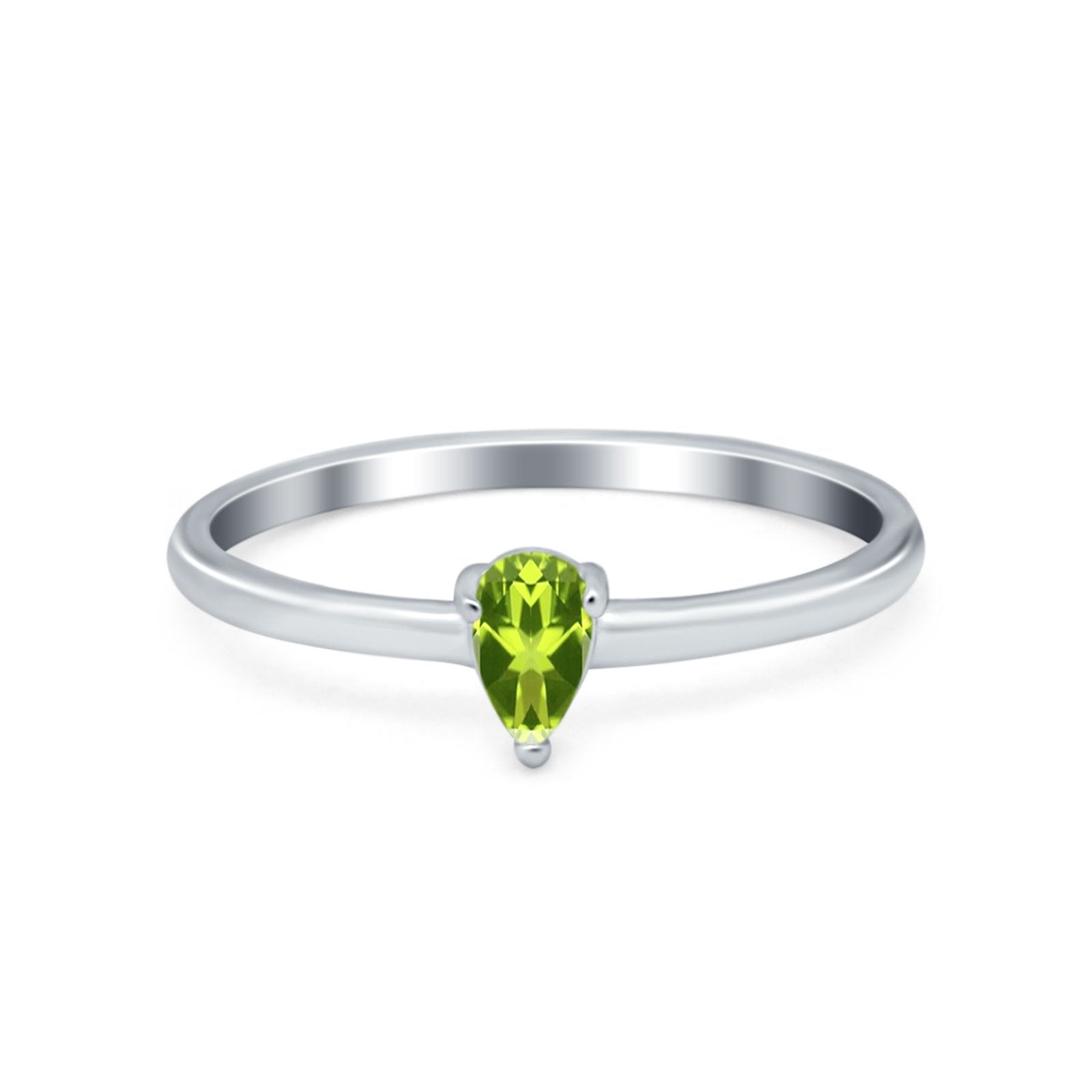 Petite Dainty Teardrop Wedding Ring Simulated Cubic Zirconia 925 Sterling Silver