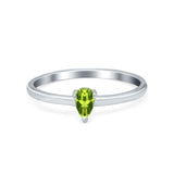 Petite Dainty Teardrop Wedding Ring Simulated Cubic Zirconia 925 Sterling Silver