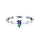 Petite Dainty Teardrop Wedding Ring Simulated Cubic Zirconia 925 Sterling Silver