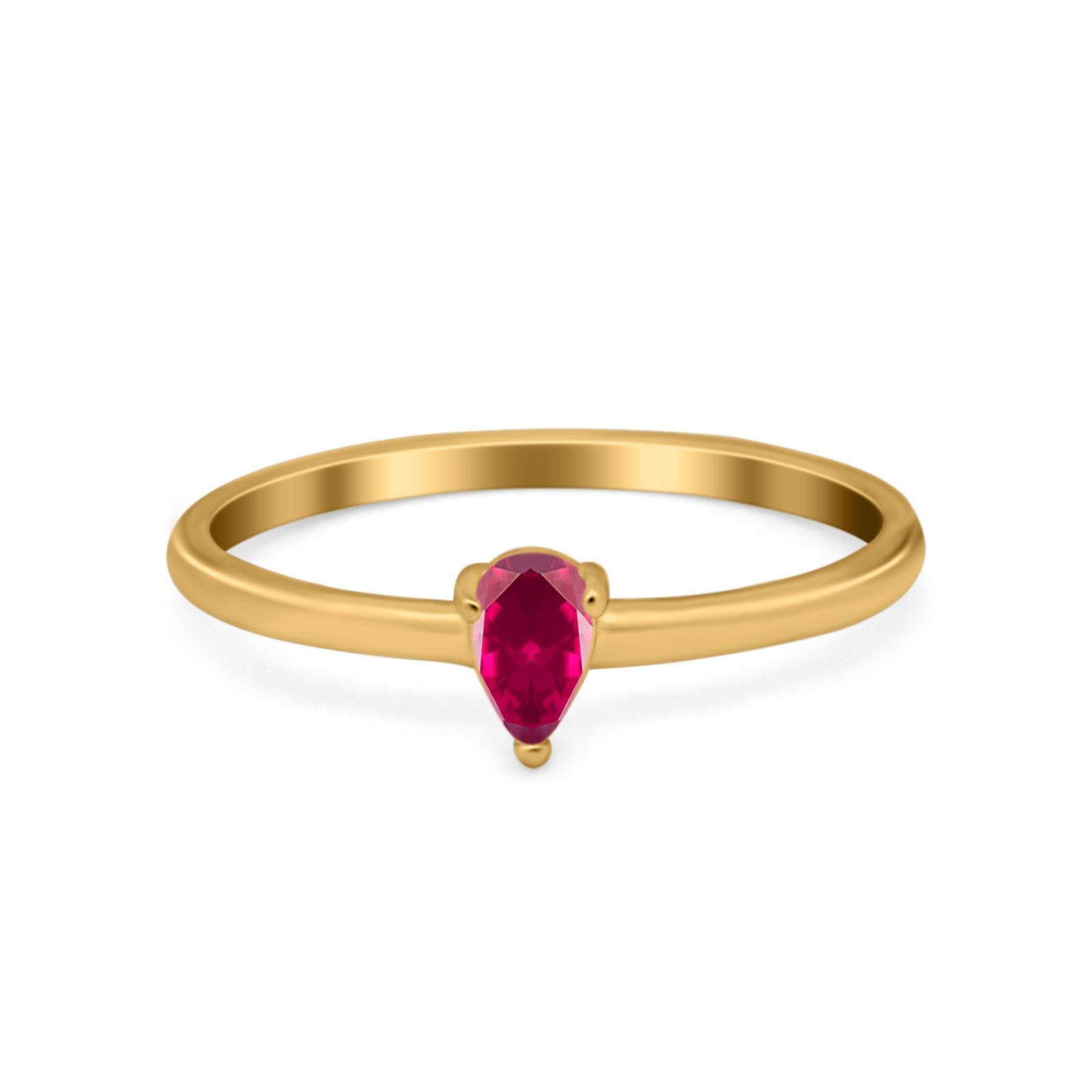 Petite Dainty Teardrop Wedding Ring Simulated Cubic Zirconia 925 Sterling Silver