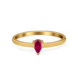 Petite Dainty Teardrop Wedding Ring Simulated Cubic Zirconia 925 Sterling Silver