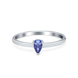 Petite Dainty Teardrop Wedding Ring Simulated Cubic Zirconia 925 Sterling Silver