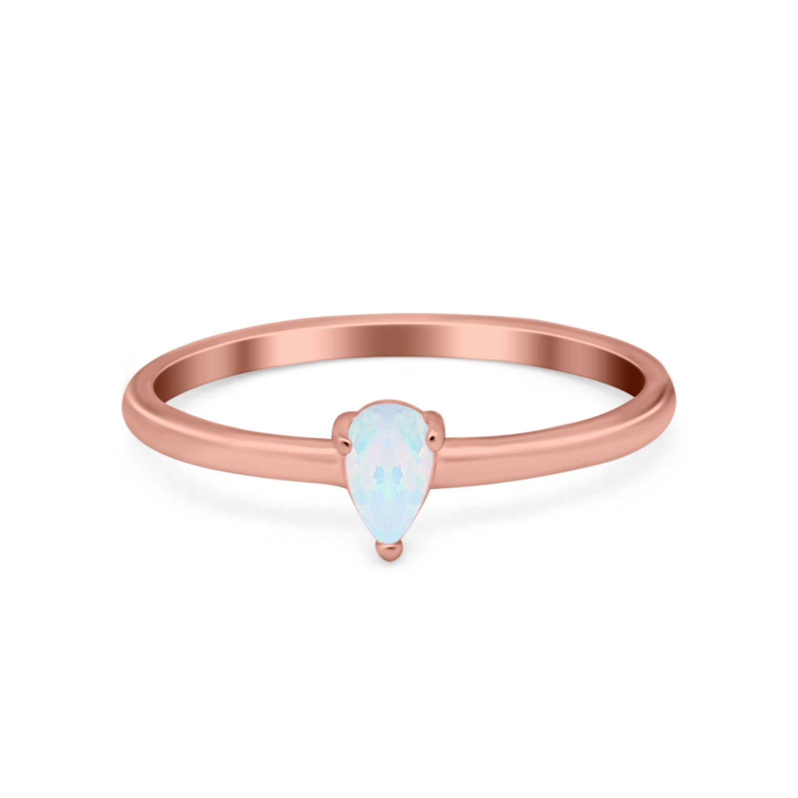 Petite Dainty Teardrop Wedding Ring Simulated Cubic Zirconia 925 Sterling Silver