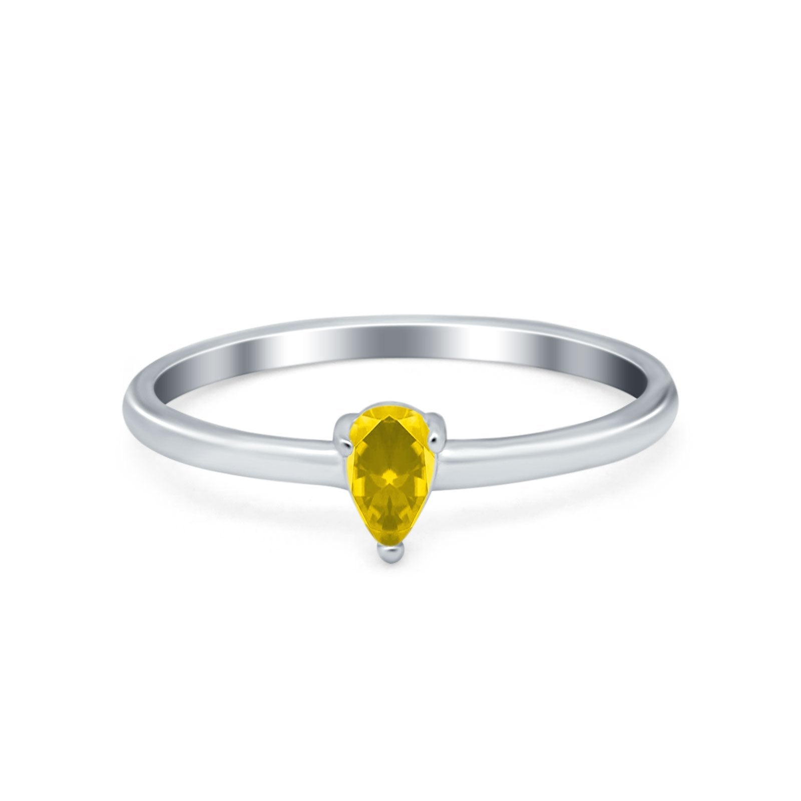 Petite Dainty Teardrop Wedding Ring Simulated Cubic Zirconia 925 Sterling Silver