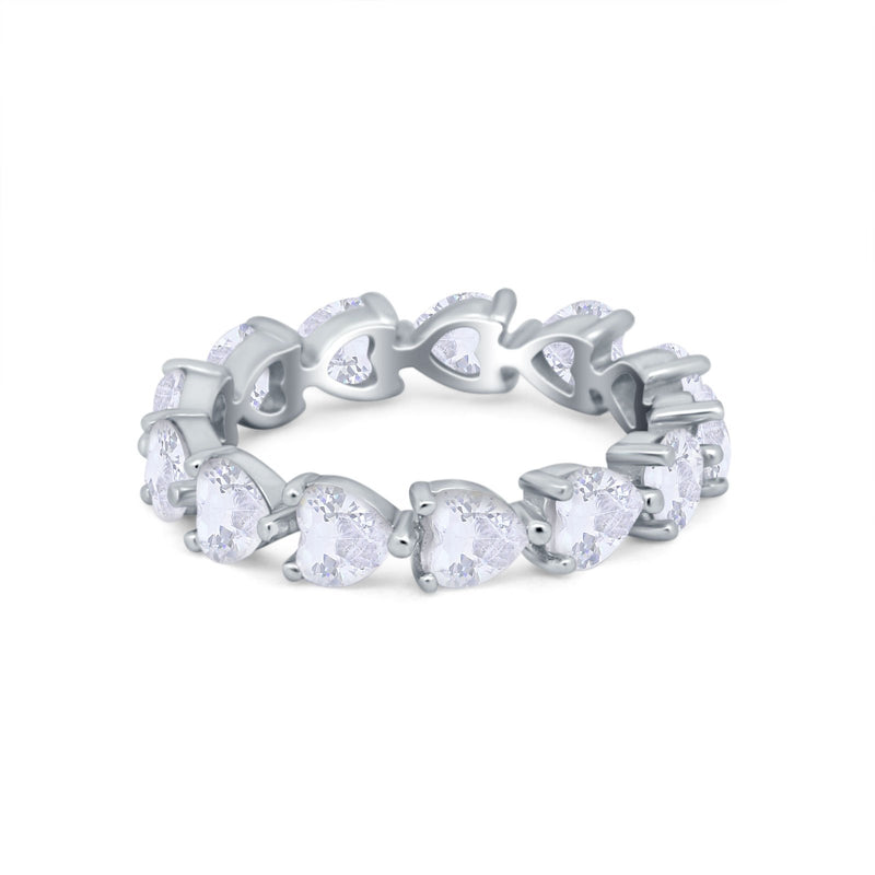 Eternity Stackable Wedding Bridal Ring Heart Simulated CZ 925 Sterling Silver