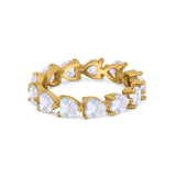Eternity Stackable Wedding Bridal Ring Heart Simulated CZ 925 Sterling Silver