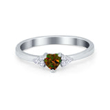 Engagement Heart Promise Ring Round Simulated Cubic Zirconia 925 Sterling Silver