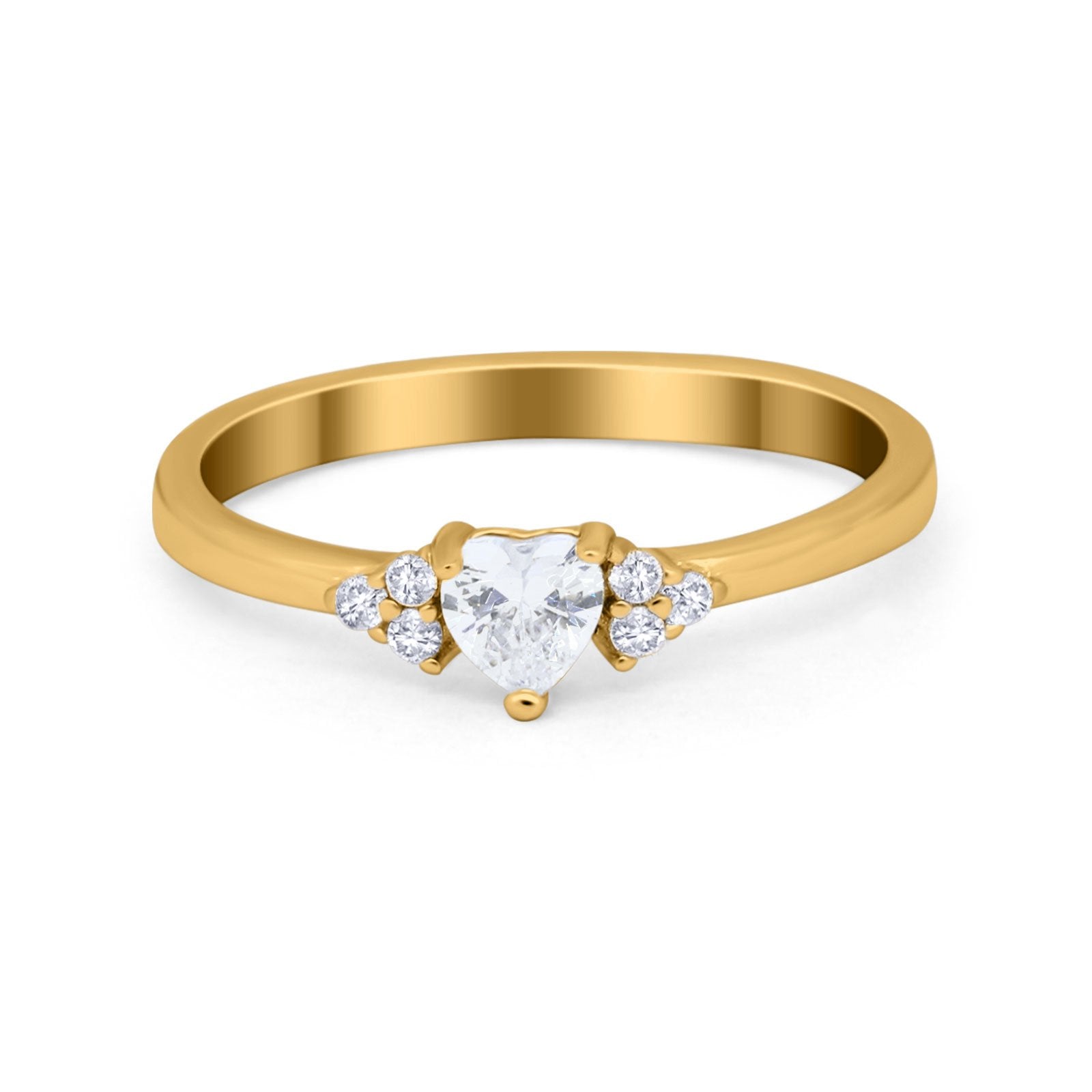 Engagement Heart Promise Ring Round Simulated Cubic Zirconia 925 Sterling Silver