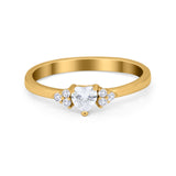 Engagement Heart Promise Ring Round Simulated Cubic Zirconia 925 Sterling Silver