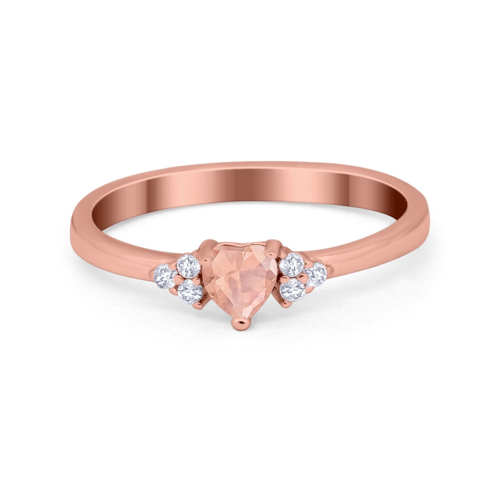 Engagement Heart Promise Ring Round Simulated Cubic Zirconia 925 Sterling Silver