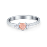 Engagement Heart Promise Ring Round Simulated Cubic Zirconia 925 Sterling Silver