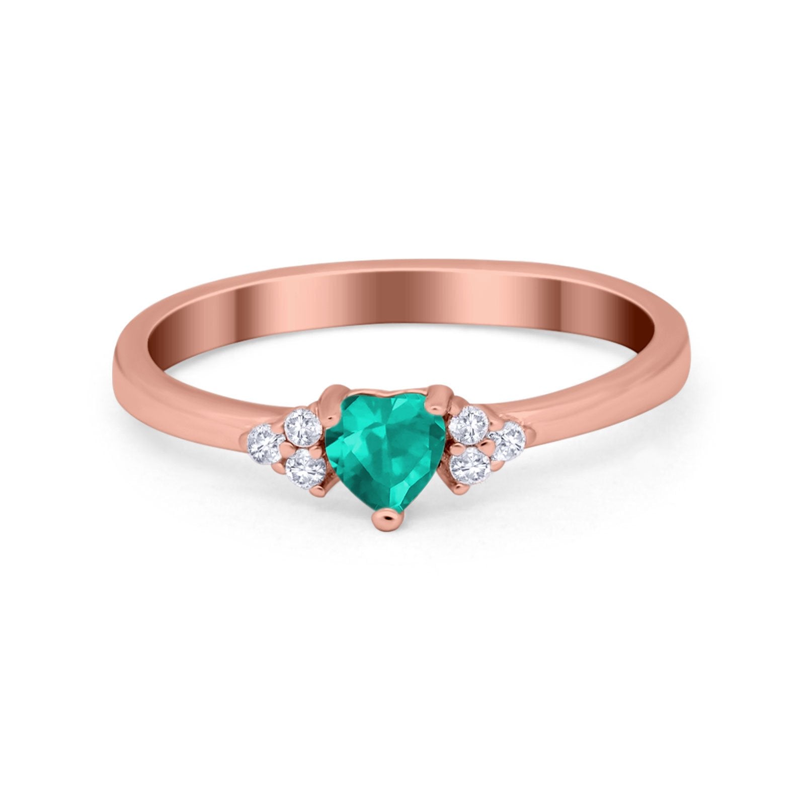 Engagement Heart Promise Ring Round Simulated Cubic Zirconia 925 Sterling Silver