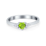 Engagement Heart Promise Ring Round Simulated Cubic Zirconia 925 Sterling Silver