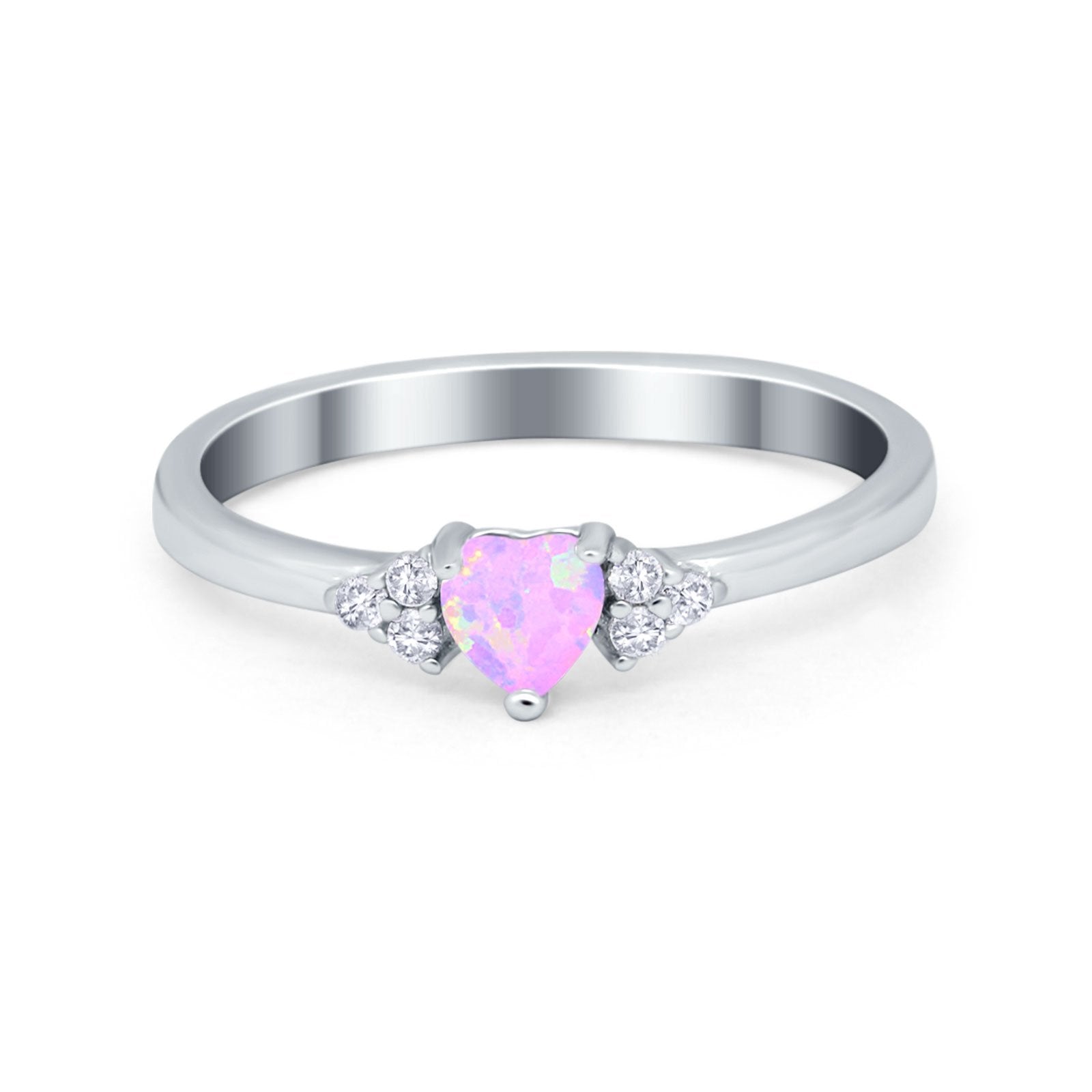 Engagement Heart Promise Ring Round Simulated Cubic Zirconia 925 Sterling Silver