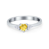 Engagement Heart Promise Ring Round Simulated Cubic Zirconia 925 Sterling Silver