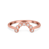 Curved Thumb Ring Eternity Wedding Band Round Simulated CZ 925 Sterling Silver