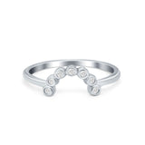 Curved Thumb Ring Eternity Wedding Band Round Simulated CZ 925 Sterling Silver