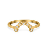 Curved Thumb Ring Eternity Wedding Band Round Simulated CZ 925 Sterling Silver