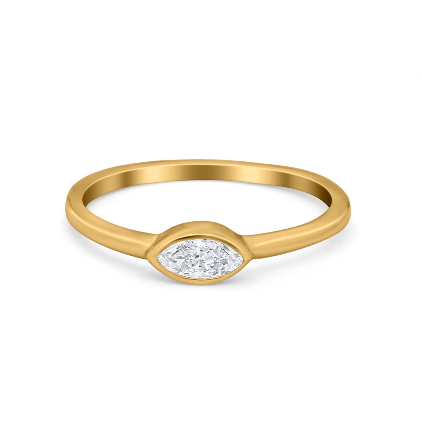 Petite Dainty Wedding Ring Simulated Marquise Cubic Zirconia 925 Sterling Silver