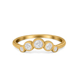 Curved Thumb Ring Wedding Round Bezel Eternity Simulated CZ 925 Sterling Silver