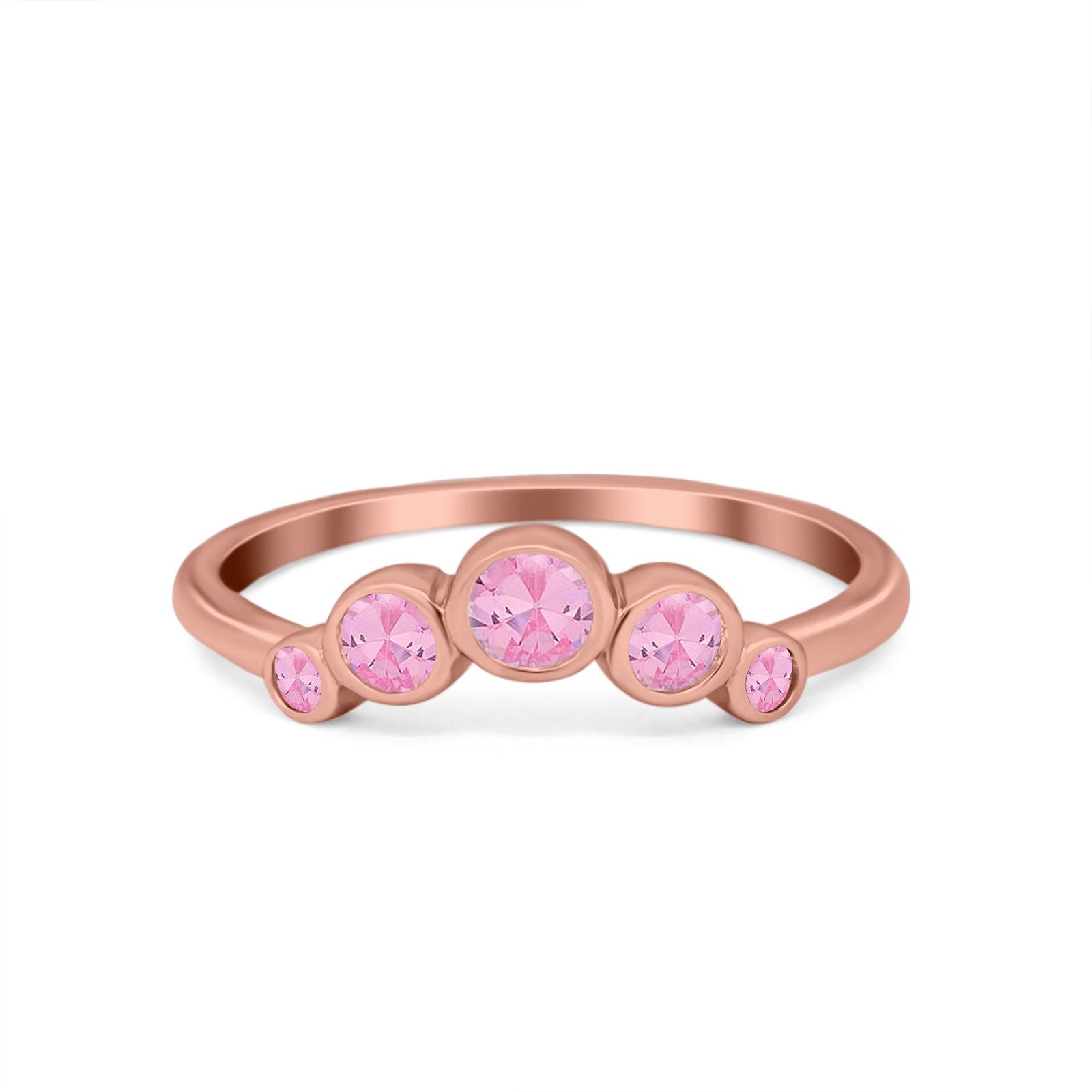 Curved Thumb Ring Wedding Round Bezel Eternity Simulated CZ 925 Sterling Silver