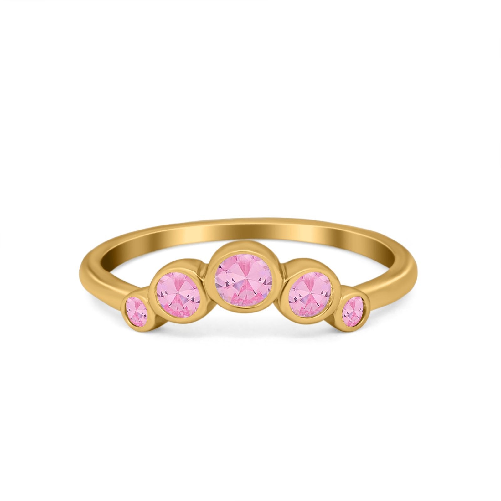 Curved Thumb Ring Wedding Round Bezel Eternity Simulated CZ 925 Sterling Silver